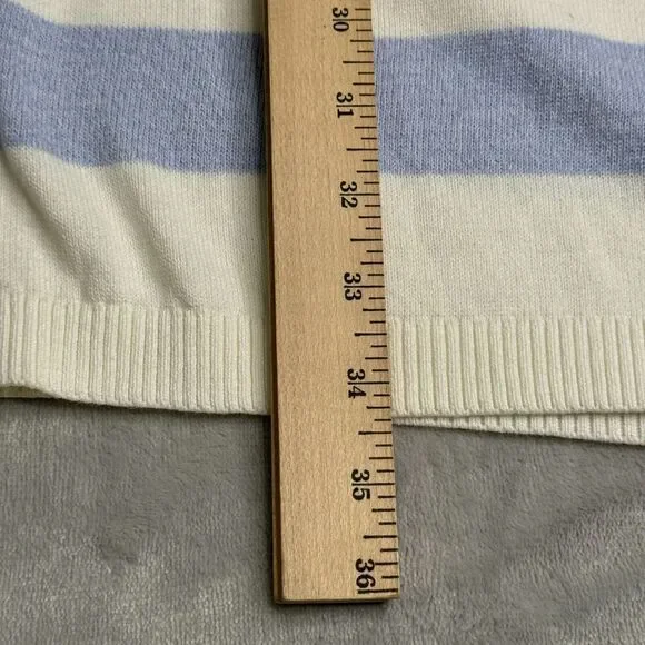 Talbots Sweater Womens MP Petite Blue White Stripe Open Front Longline Cardigan - Picture 10 of 10